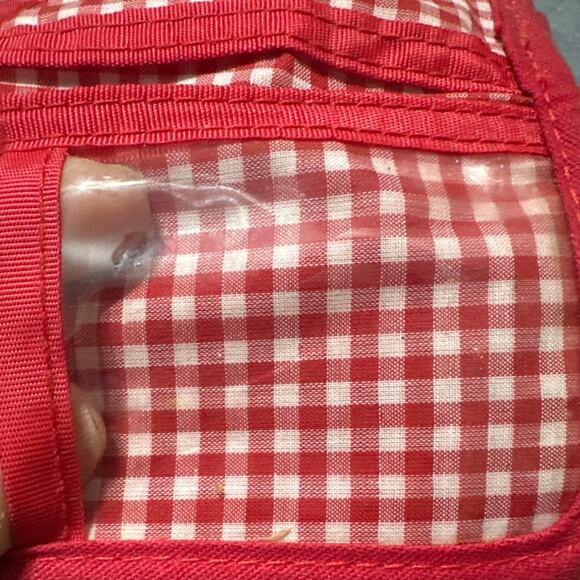 Sanrio Hello Kitty Gingham Rare patch vintage Y2K denim tri fold wallet collecti - Picture 8 of 14